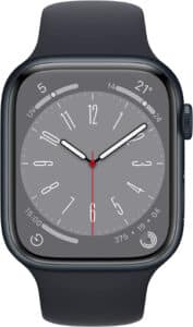 Apple Watch Series 8 GPS + Cellular, Boîtier en Aluminium Minuit de 45 mm, Bracelet Sport Minuit - Regular
