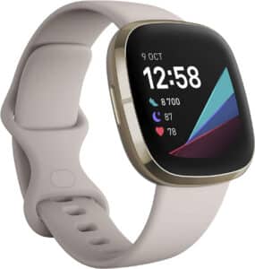 Fitbit Sense Advanced Smartwatch with Tools for Heart Health, Stress Management & Skin Temperature Trends, Lunar White/ Soft Gold Stainless Steel