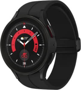 Samsung Galaxy Watch5 Pro Montre connectée Intelligente, suivi de la santé, montre sport, batterie longue durée, Bluetooth, 45mm, Noir, Extension garantie 1 an [Exclu Amazon] – Version FR